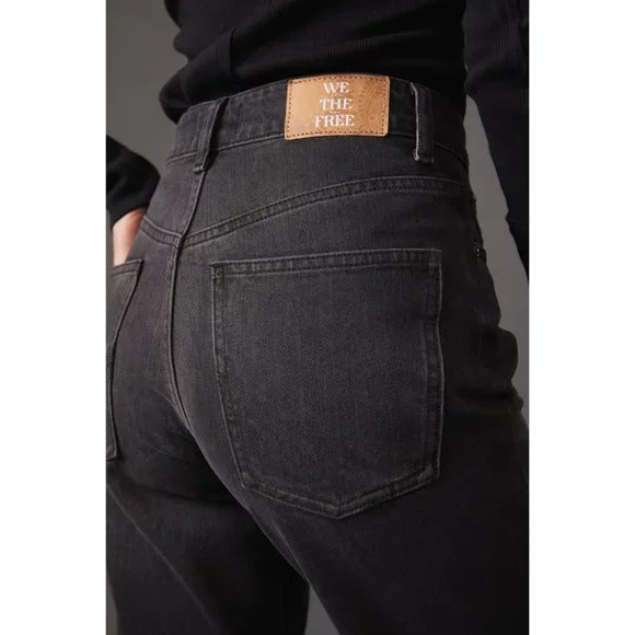 🎉LAST CHANCE🎉 FREE PEOPLE Pacifica Straight Leg Jeans / Worn Black - Picture 5 of 11